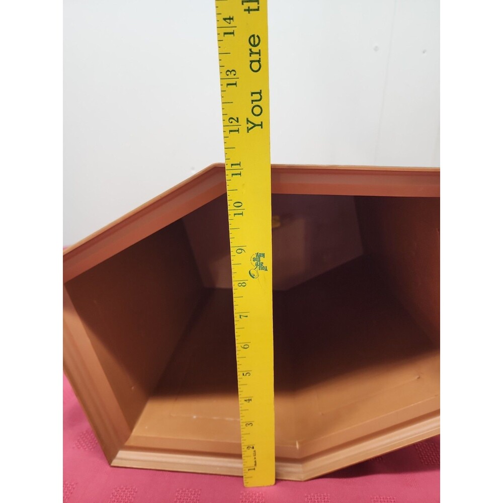 VTG Max Klein FauxWood Hexagonal Wastebasket Raised Relief 1970s 14" Made In USA - Picture 6 of 16